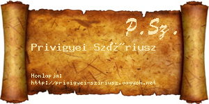 Privigyei Szíriusz névjegykártya